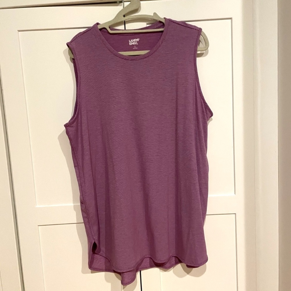 Size Large Lands End Pink and White thin Striped Tunic